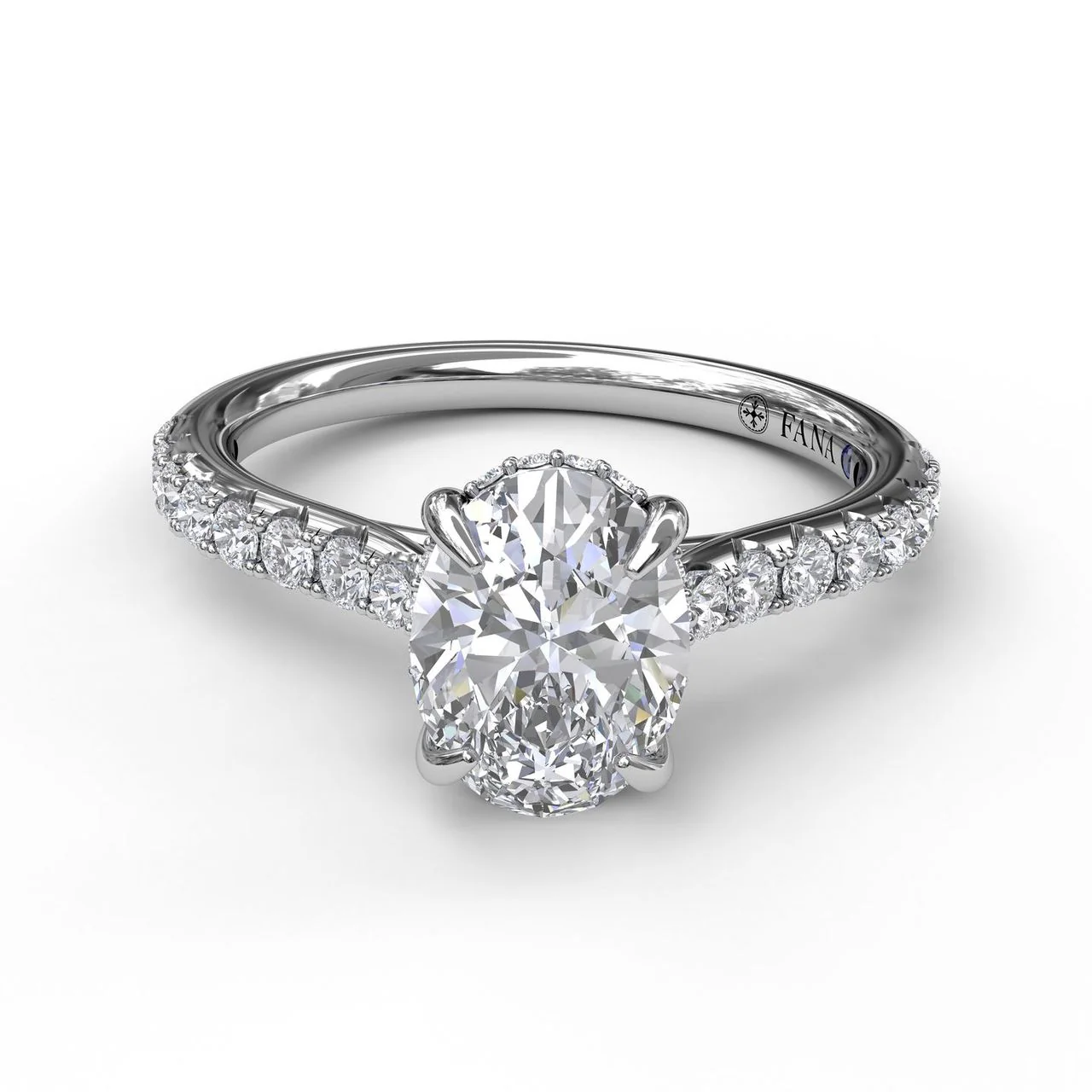 Classic Oval Cut Solitaire With Hidden Halo - Image 3