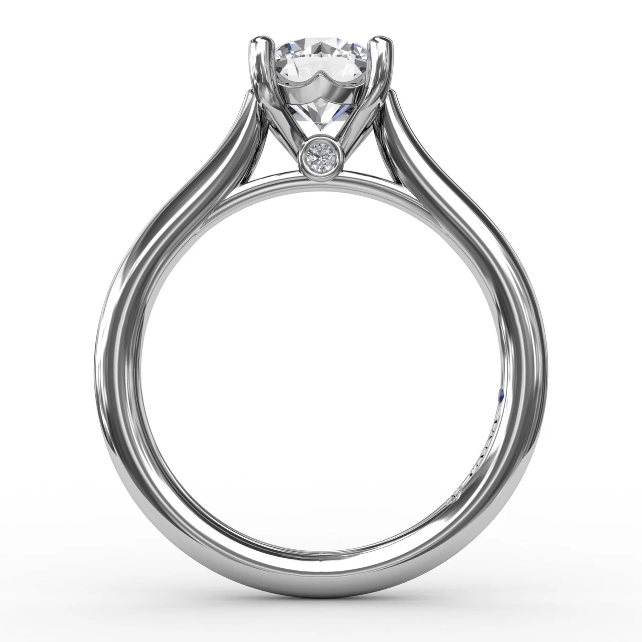 Classic Round Diamond Solitaire Engagement Ring With Cathedral Setting - Image 3
