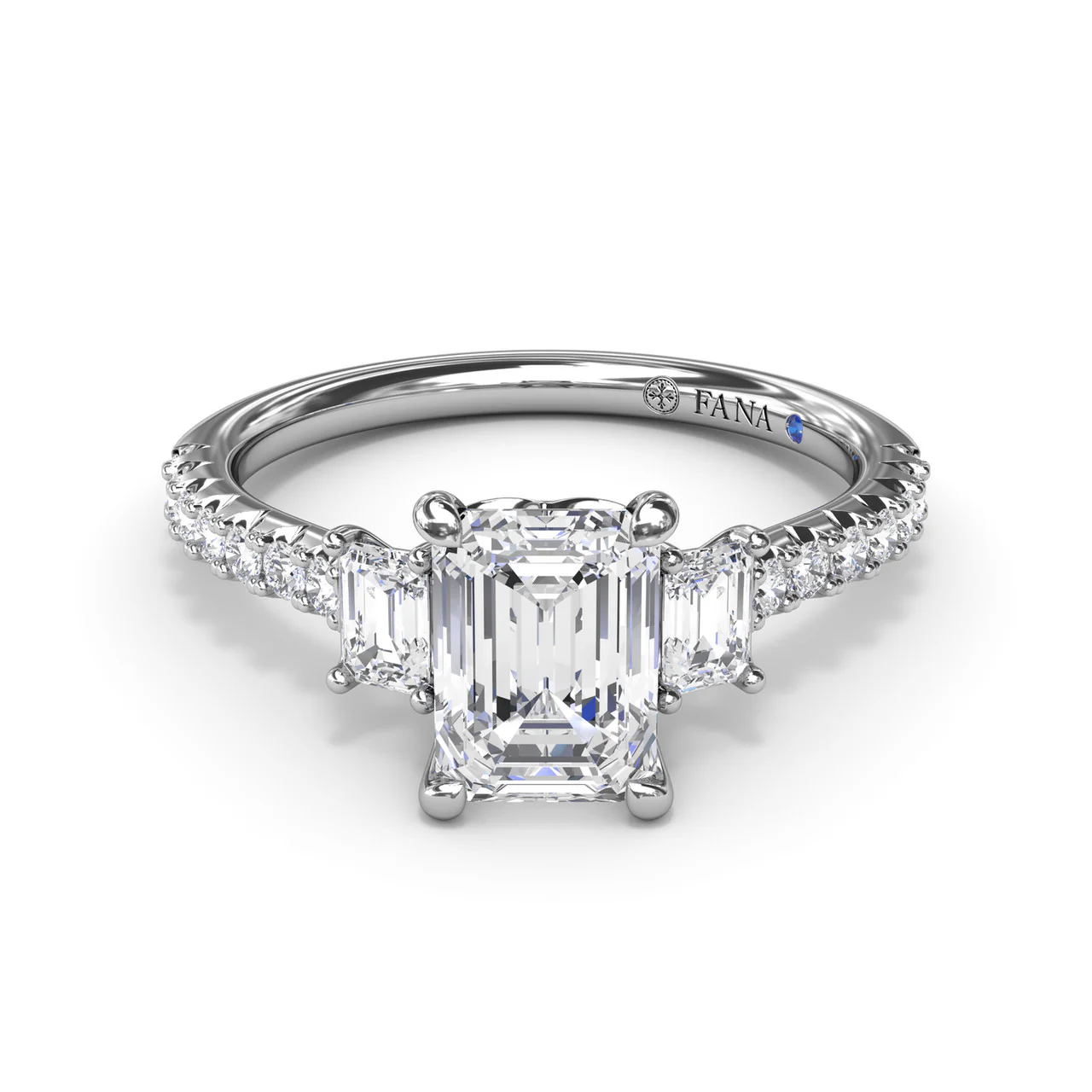 Enchanted Three Stone Emerald Diamond Engagement Ring - Image 3