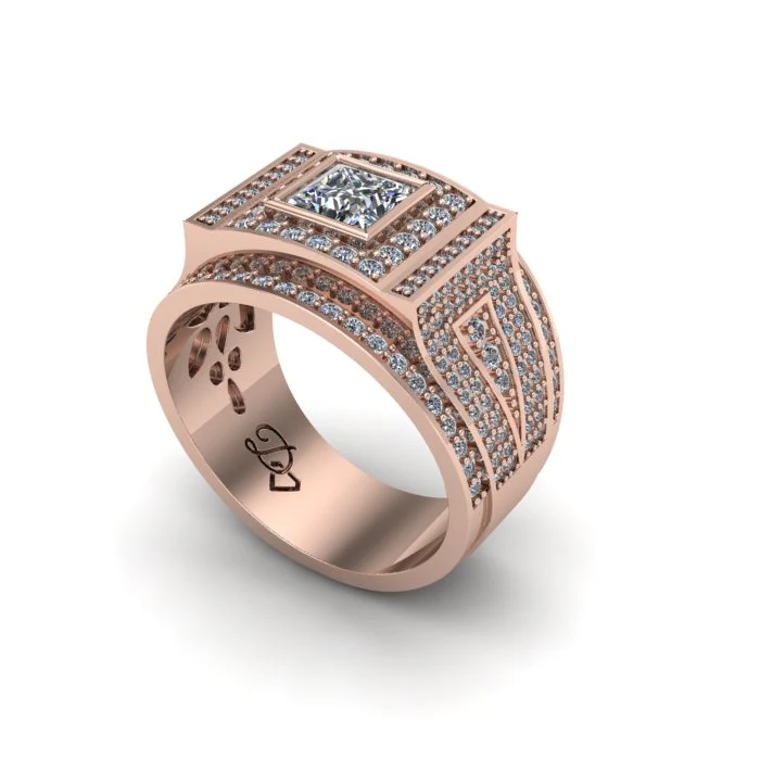 Men’s Square Halo Ring - Image 3